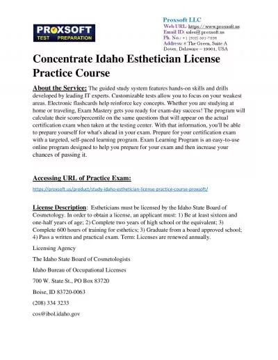 Concentrate Idaho Esthetician License Practice Course