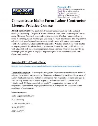 Concentrate Idaho Farm Labor Contractor License Practice Course