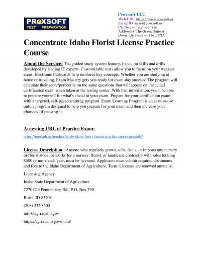 Concentrate Idaho Florist License Practice Course