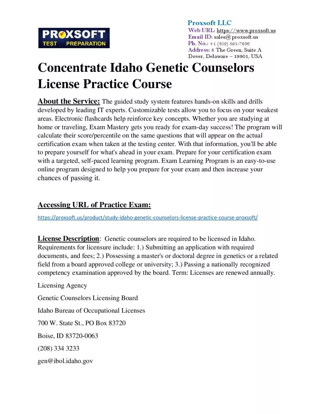 PDF-Concentrate Idaho Genetic Counselors License Practice Course