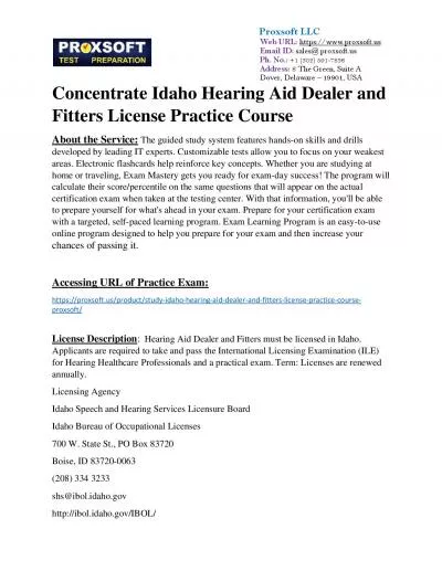 Concentrate Idaho Hearing Aid Dealer and Fitters License Practice Course
