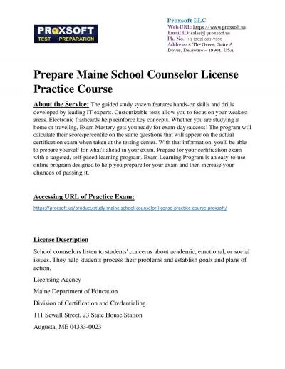 Prepare Maine School Counselor License Practice Course