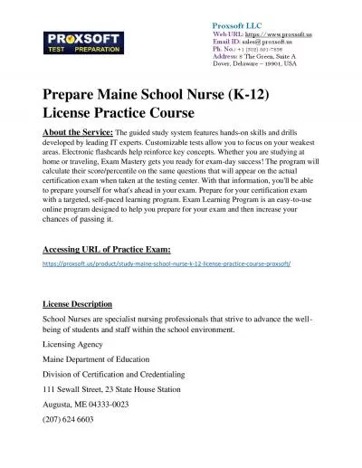 Prepare Maine School Nurse (K-12) License Practice Course