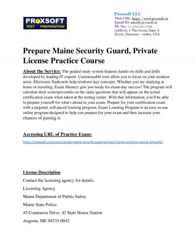 Prepare Maine Security Guard, Private License Practice Course