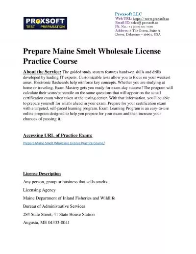 Prepare Maine Smelt Wholesale License Practice Course