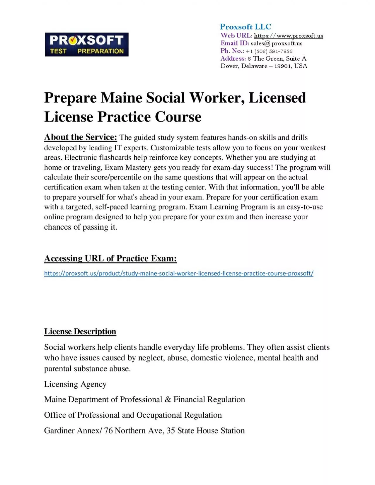 PDF-Prepare Maine Social Worker, Licensed License Practice Course