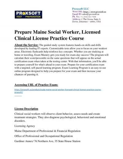 Prepare Maine Social Worker, Licensed Clinical License Practice Course