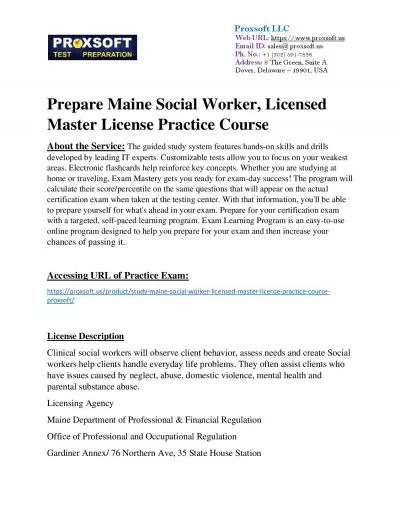 Prepare Maine Social Worker, Licensed Master License Practice Course