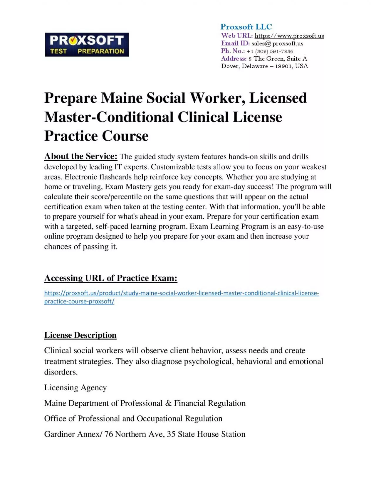 PDF-Prepare Maine Social Worker, Licensed Master-Conditional Clinical License Practice Course