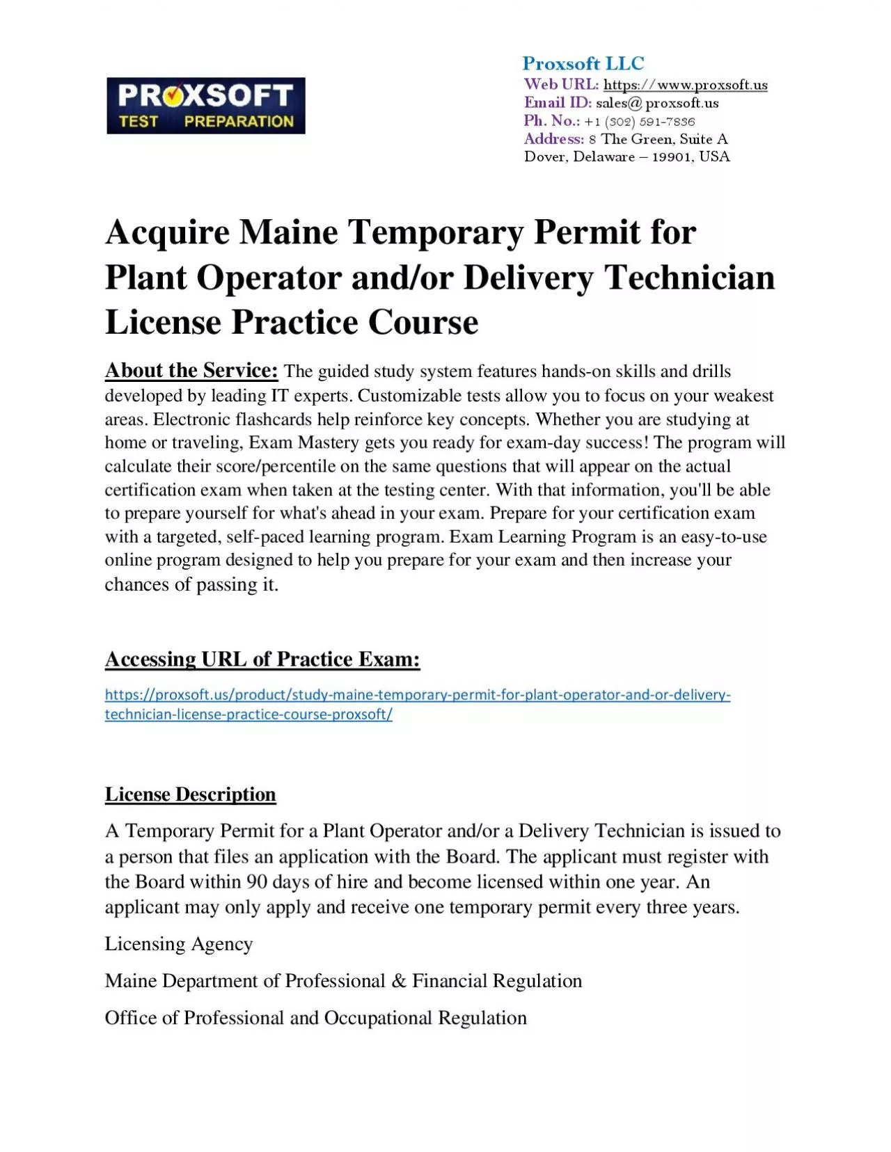 PDF-Aquire Maine Temporary Permit For Plant Operator And/Or Delivery Technician License Practice