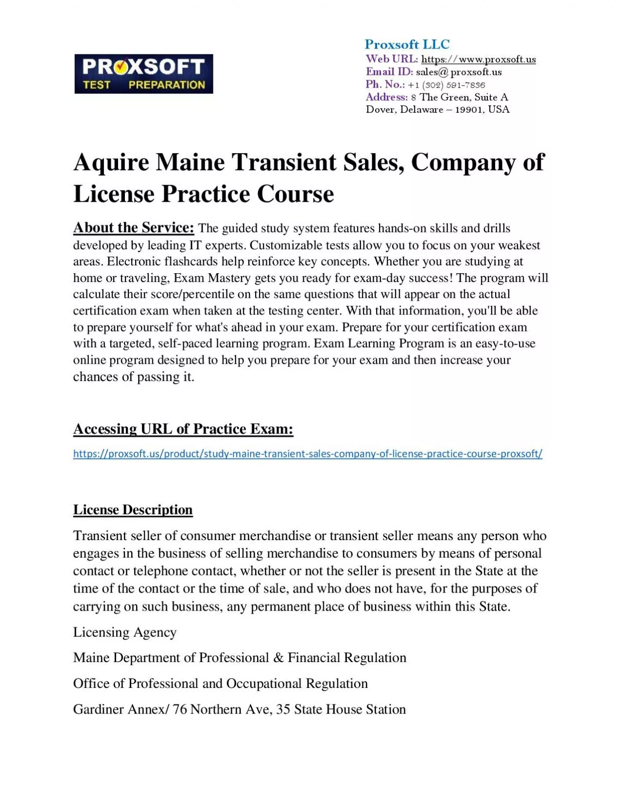 PDF-Aquire Maine Transient Sales, Company of License Practice Course