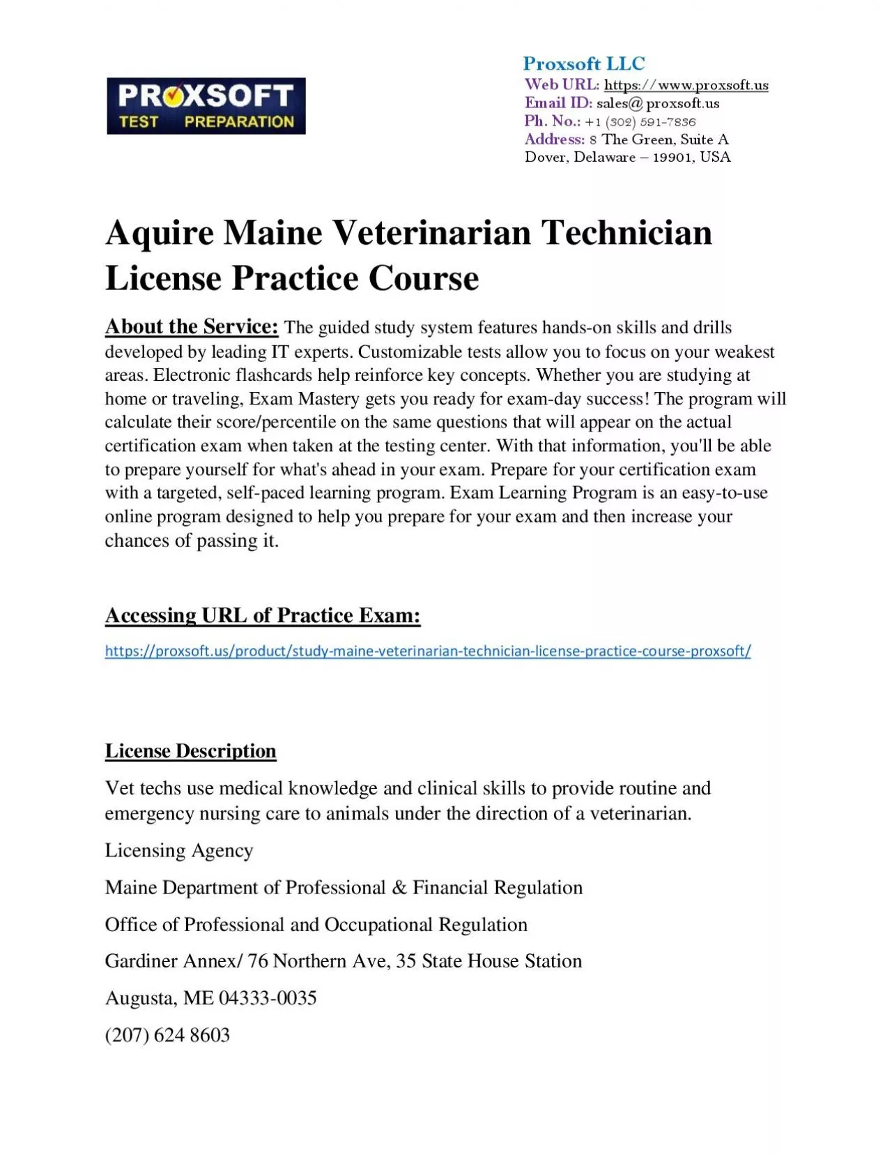 PDF-Aquire Maine Veterinarian Technician License Practice Course