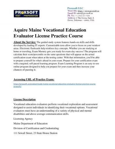 Aquire Maine Vocational Education Evaluator License Practice Course