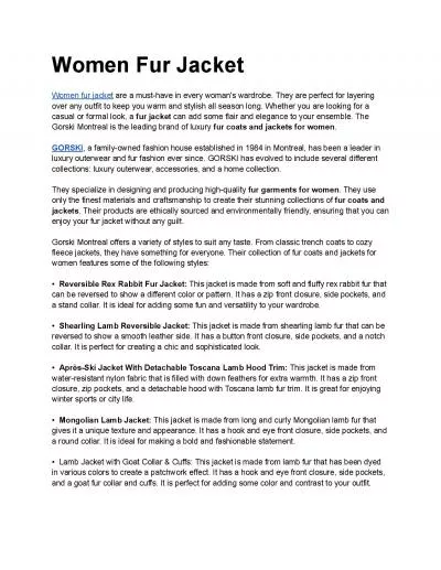 Women Fur Jacket
