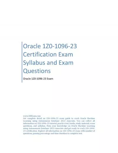 Oracle 1Z0-1096-23 Certification Exam Syllabus and Exam Questions