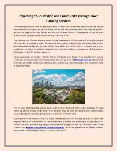 Improving Your Lifestyle and Community Through Town Planning Services.