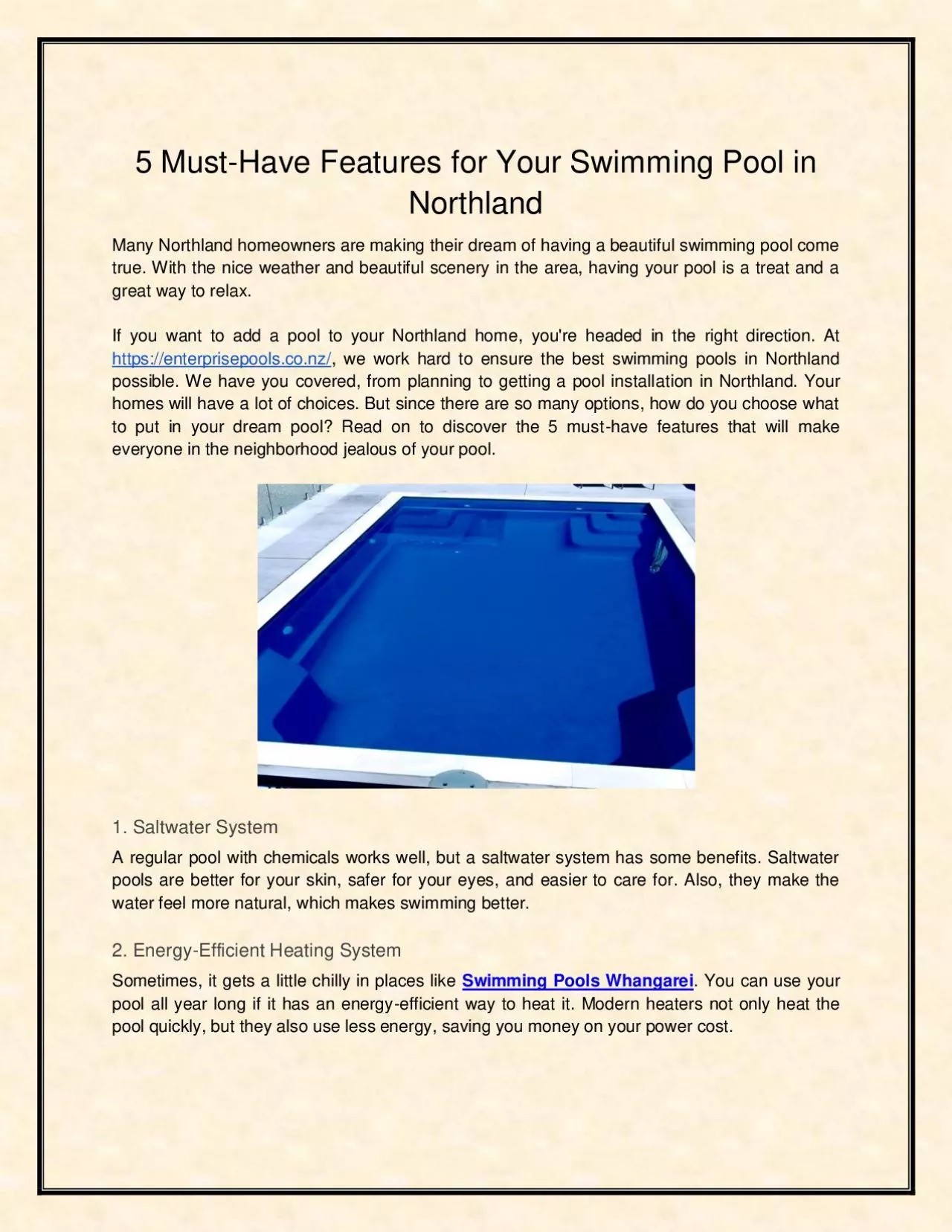 PDF-5 Must-Have Features for Your Swimming Pool in Northland