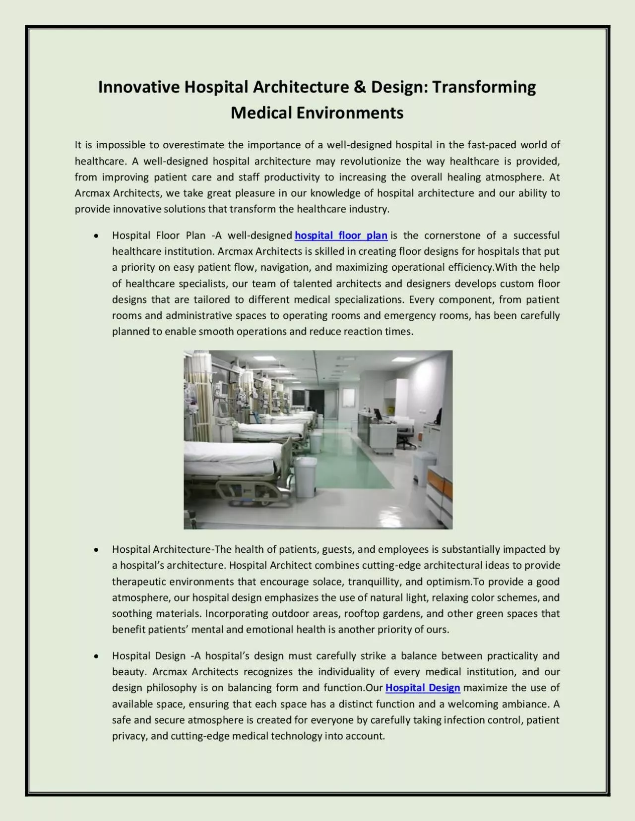 PDF-Innovative Hospital Architecture & Design: Transforming Medical Environments