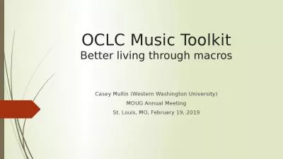 OCLC Music Toolkit Better living through