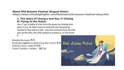 About Mid-Autumn Festival (August Moon)