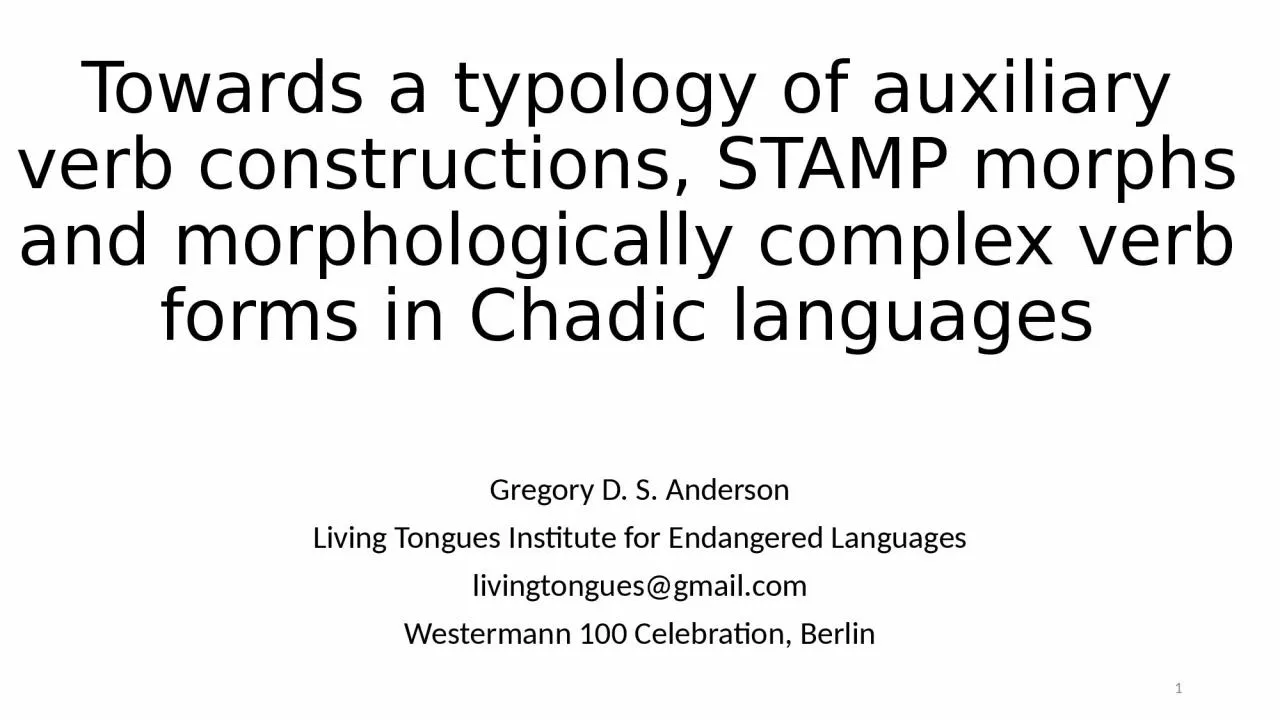 PPT-Towards a typology of auxiliary verb constructions, STAMP morphs and morphologically complex