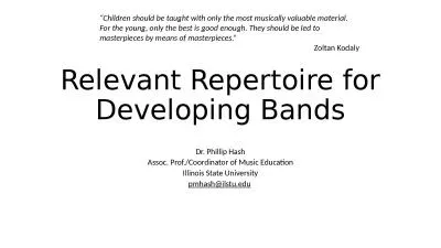 Relevant Repertoire for Developing Bands