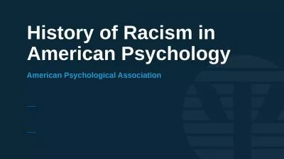 History of Racism in American Psychology