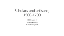 PPT-Scholars and artisans, 1500-1700