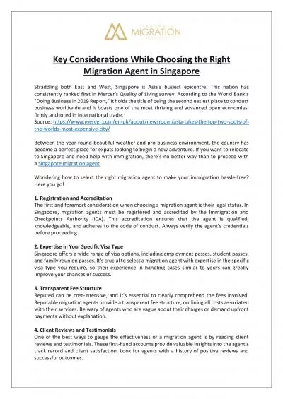 Key Considerations While Choosing the Right Migration Agent in Singapore