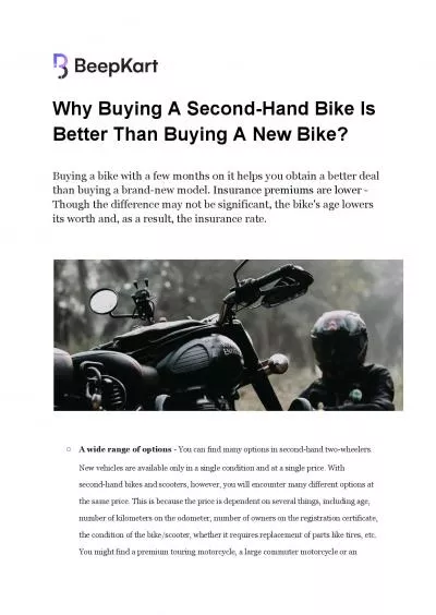 Why Buying A Second-Hand Bike Is Better Than Buying A New Bike?