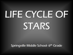 LIFE CYCLE OF STARS Springville Middle School- 6