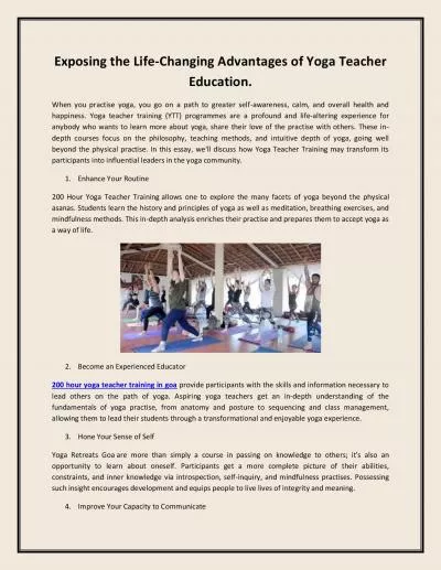 Exposing the Life-Changing Advantages of Yoga Teacher Education.