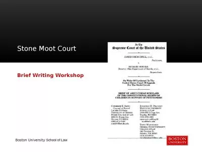 Stone Moot Court Brief  Writing Workshop