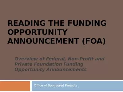 Reading the Funding Opportunity Announcement (FOA)