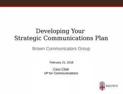 Developing Your  Strategic Communications Plan