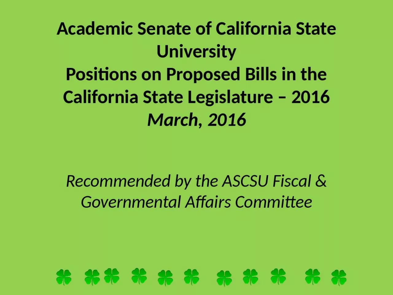 PPT-Academic Senate of California State University