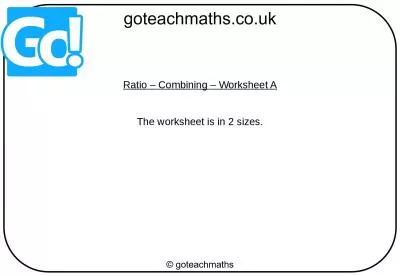 Ratio – Combining – Worksheet A
