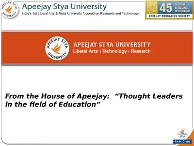 From the House of Apeejay:  “Thought Leaders in the field of Education”