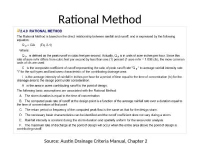 Rational Method Source: Austin Drainage Criteria Manual, Chapter 2