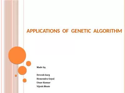 APPLICATIONS  OF  GENETIC  ALGORITHM