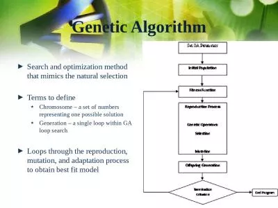 Genetic Algorithm Search and optimization method that mimics the natural selection