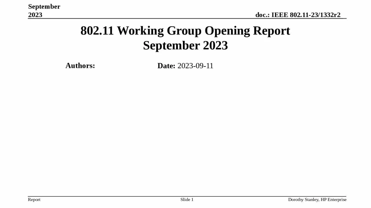 PPT-802.11 Working Group Opening Report