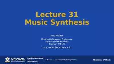 Lecture 31 Music Synthesis