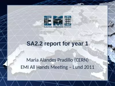 SA2.2 report for year 1 Maria Alandes Pradillo (CERN)