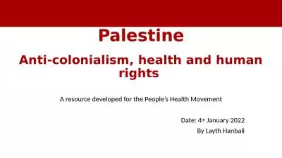 Palestine Anti-colonialism, health and human rights