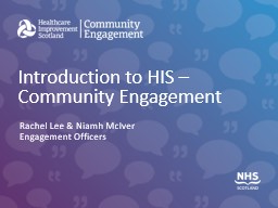Introduction to HIS – Community Engagement