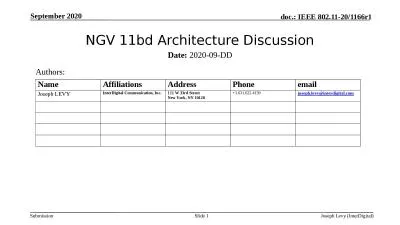 NGV 11bd Architecture Discussion