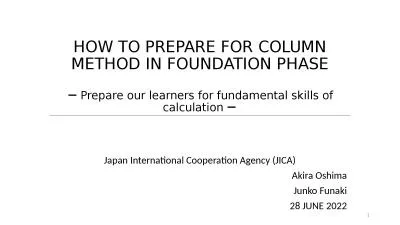 HOW TO PREPARE FOR COLUMN METHOD IN FOUNDATION PHASE