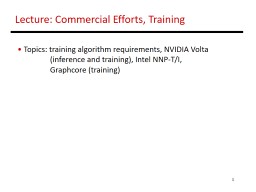 1 Lecture: Commercial Efforts, Training