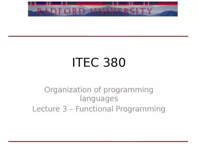 ITEC  380 Organization of programming languages